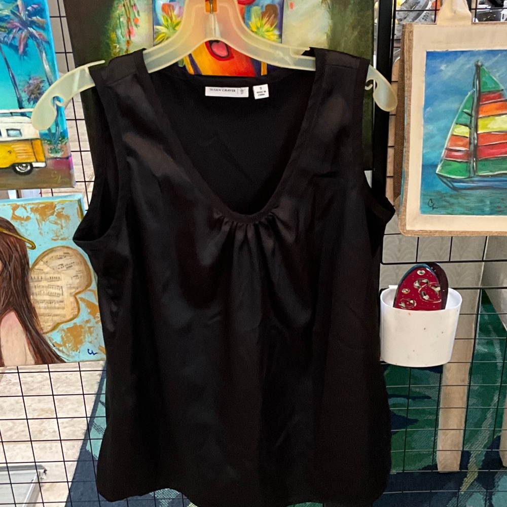Susan Graver Black Satin Tank Top
